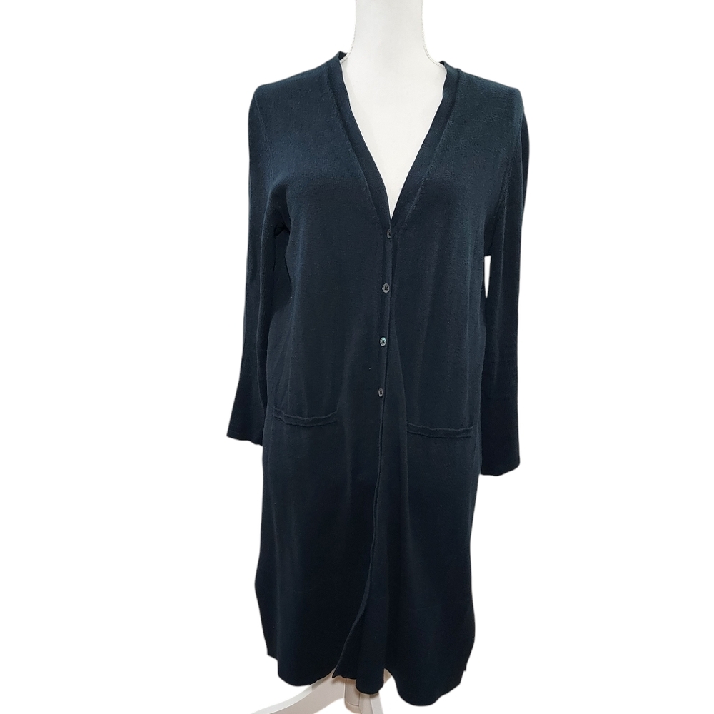 J. Jill navy cotton cardigan duster M Petite